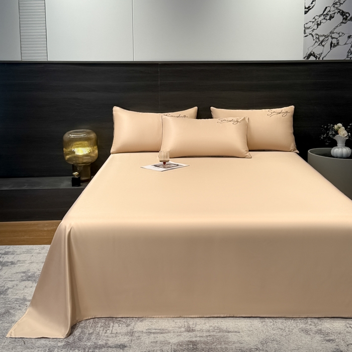 91家纺网 家纺一手货源 找家纺 云恋家纺 2026新款夏季冰丝床单单件凉感被单学生宿舍单人枕套三件套双人垫单 浪漫假日-香槟金