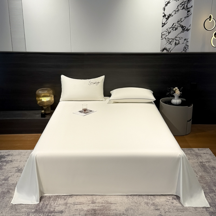 云恋家纺 2026新款夏季冰丝床单单件凉感被单学生宿舍单人枕套三件套双人垫单 浪漫假日-典雅白