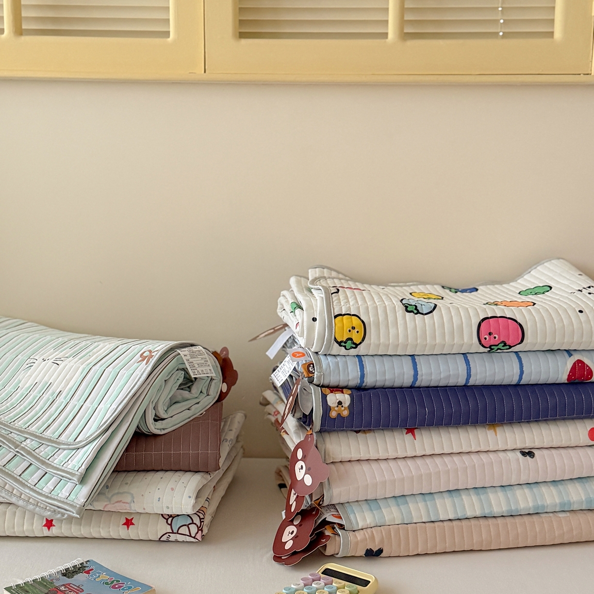 91家纺网 家纺一手货源 找家纺 桃子家居 2026新款A类小清新卡通数码印花混搭小冰皮夏被夏凉被空调被席子凉席四件套 组合图仅供展示不可下单