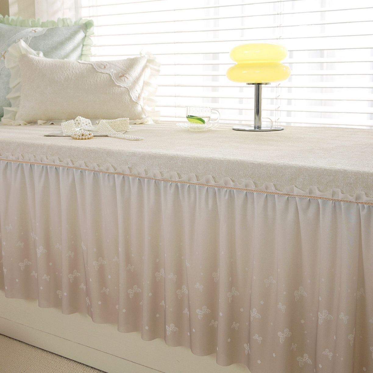 91家纺网 家纺一手货源 找家纺 共鸣沙发垫 2026新款冰豆豆素雅5厘米海绵飘窗垫系列 素雅米黄