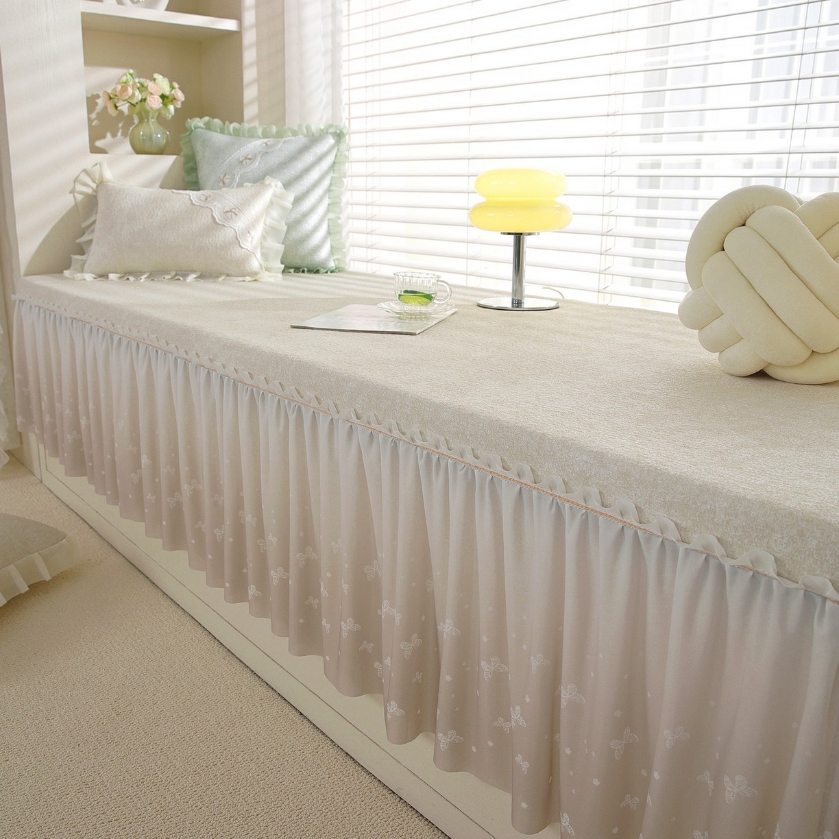 91家纺网 家纺一手货源 找家纺 共鸣沙发垫 2026新款冰豆豆素雅5厘米海绵飘窗垫系列 素雅米黄