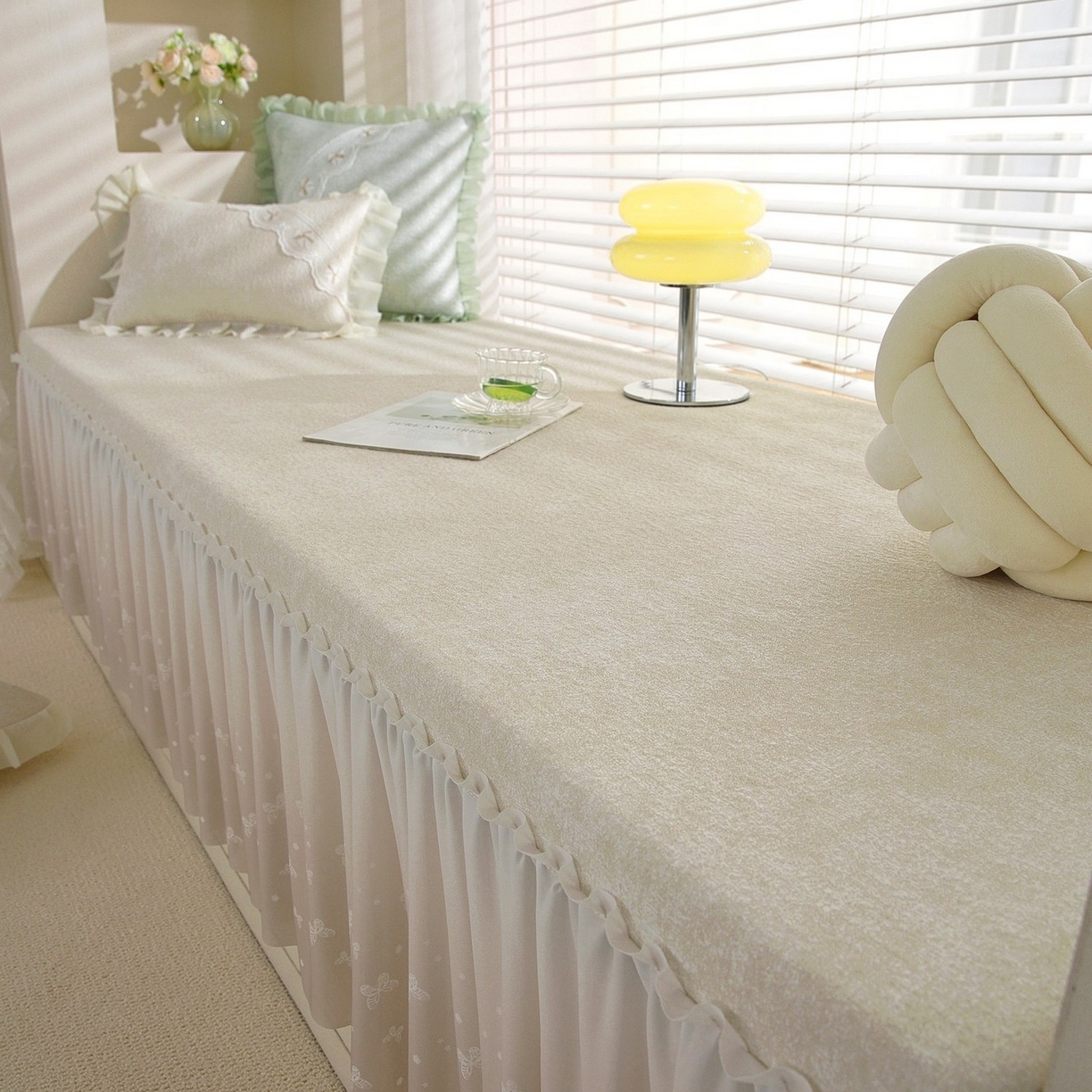 91家纺网 家纺一手货源 找家纺 共鸣沙发垫 2026新款冰豆豆素雅5厘米海绵飘窗垫系列 素雅米黄