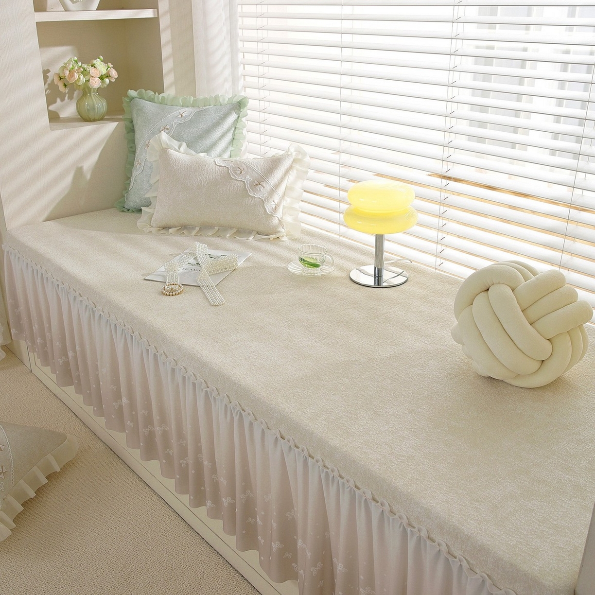 91家纺网 家纺一手货源 找家纺 共鸣沙发垫 2026新款冰豆豆素雅5厘米海绵飘窗垫系列 素雅米黄