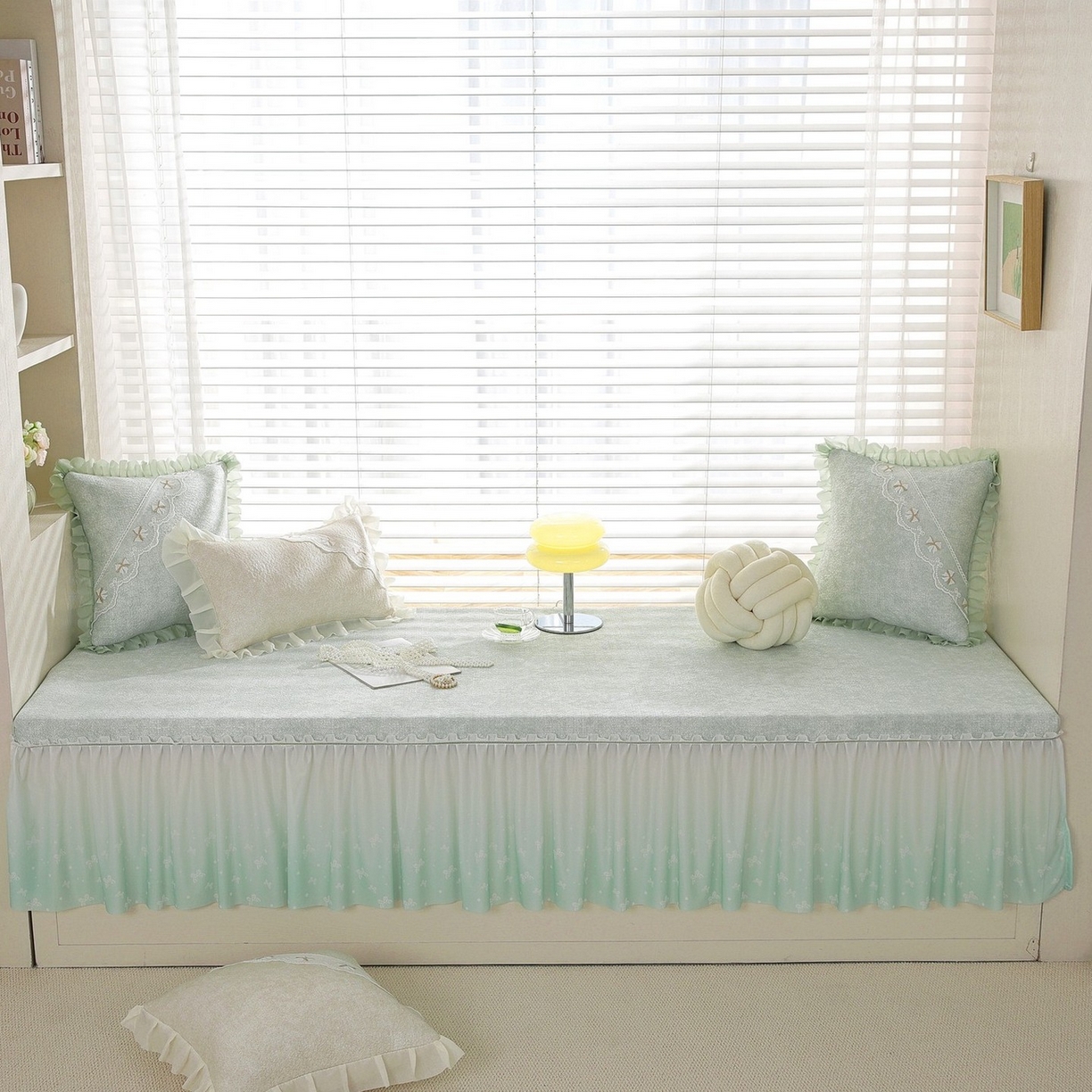 共鸣沙发垫 2026新款冰豆豆素雅5厘米海绵飘窗垫系列 素雅绿色