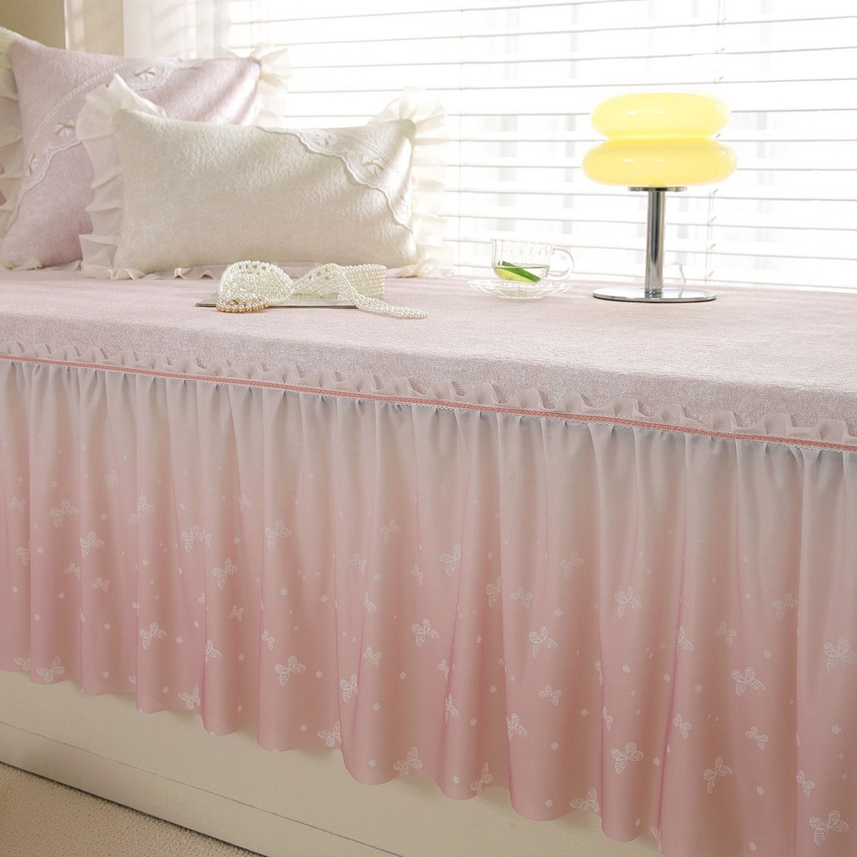 91家纺网 家纺一手货源 找家纺 共鸣沙发垫 2026新款冰豆豆素雅5厘米海绵飘窗垫系列 素雅粉色