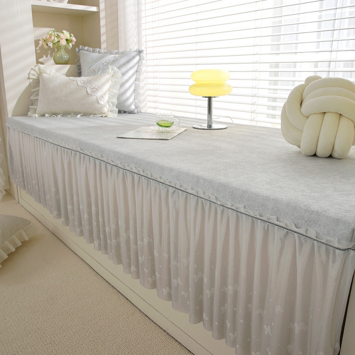 91家纺网 家纺一手货源 找家纺 共鸣沙发垫 2026新款冰豆豆素雅5厘米海绵飘窗垫系列 素雅灰色