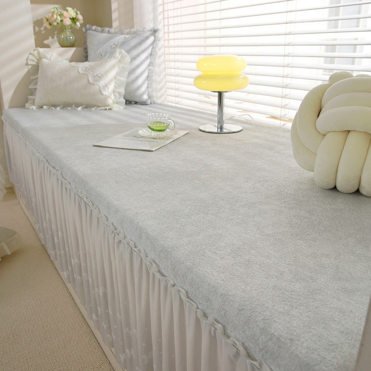 91家纺网 家纺一手货源 找家纺 共鸣沙发垫 2026新款冰豆豆素雅5厘米海绵飘窗垫系列 素雅灰色