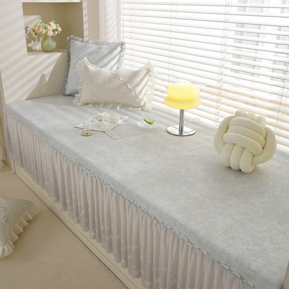 91家纺网 家纺一手货源 找家纺 共鸣沙发垫 2026新款冰豆豆素雅5厘米海绵飘窗垫系列 素雅灰色