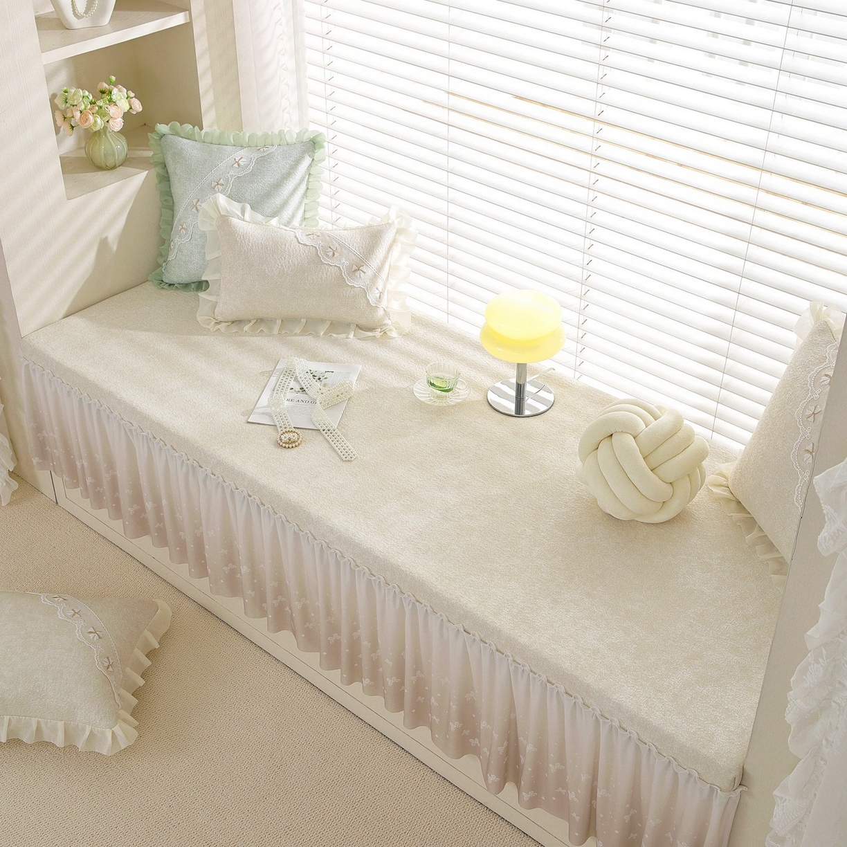 91家纺网 家纺一手货源 找家纺 共鸣沙发垫 2026新款冰豆豆素雅5厘米海绵飘窗垫系列 素雅米黄