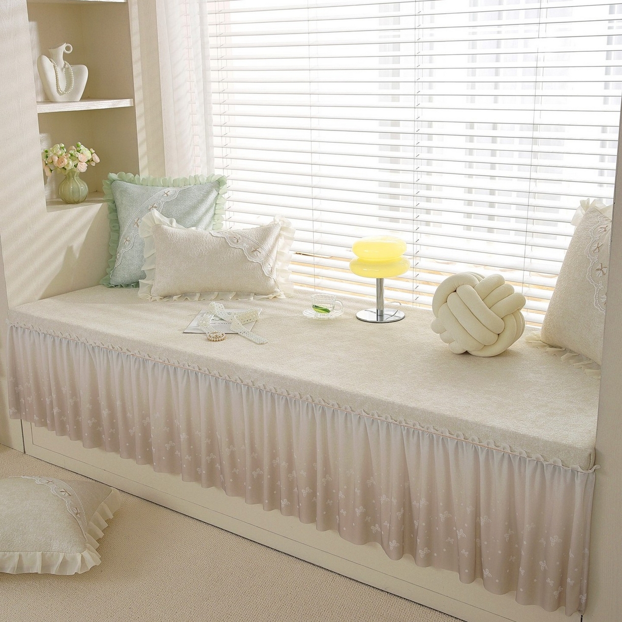 91家纺网 家纺一手货源 找家纺 共鸣沙发垫 2026新款冰豆豆素雅5厘米海绵飘窗垫系列 素雅米黄