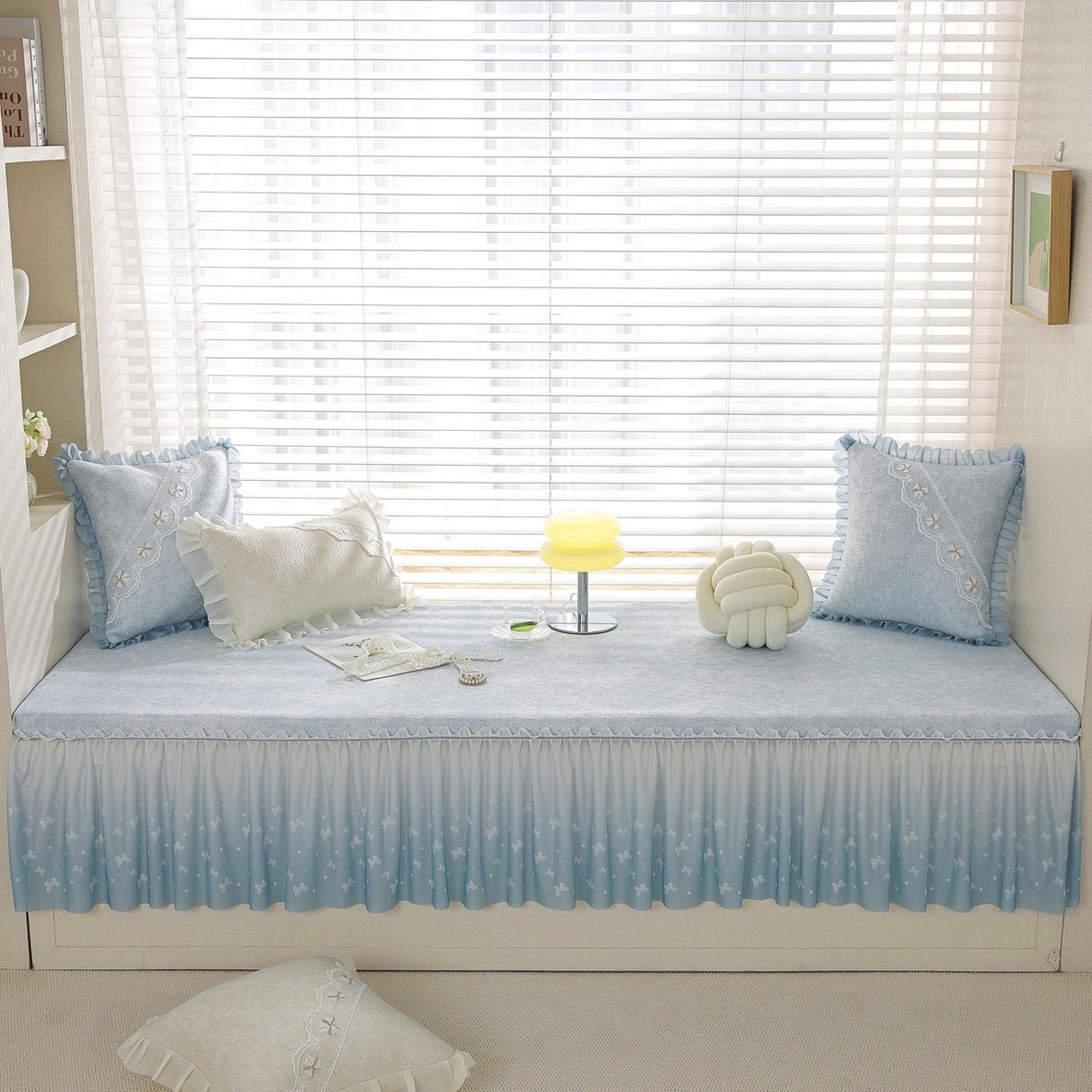 共鸣沙发垫 2026新款冰豆豆素雅5厘米海绵飘窗垫系列 素雅蓝色