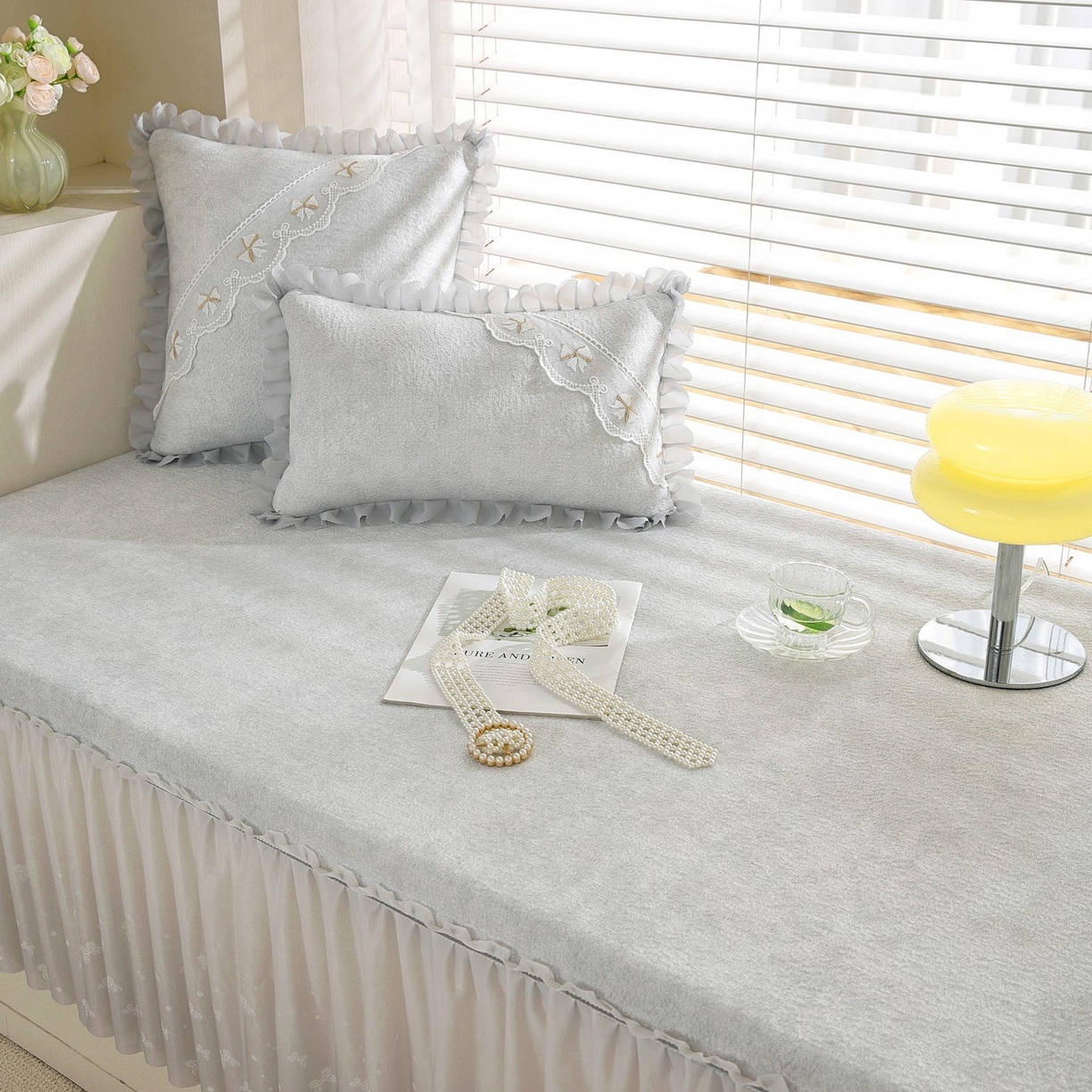 91家纺网 家纺一手货源 找家纺 共鸣沙发垫 2026新款冰豆豆素雅5厘米海绵飘窗垫系列 素雅灰色