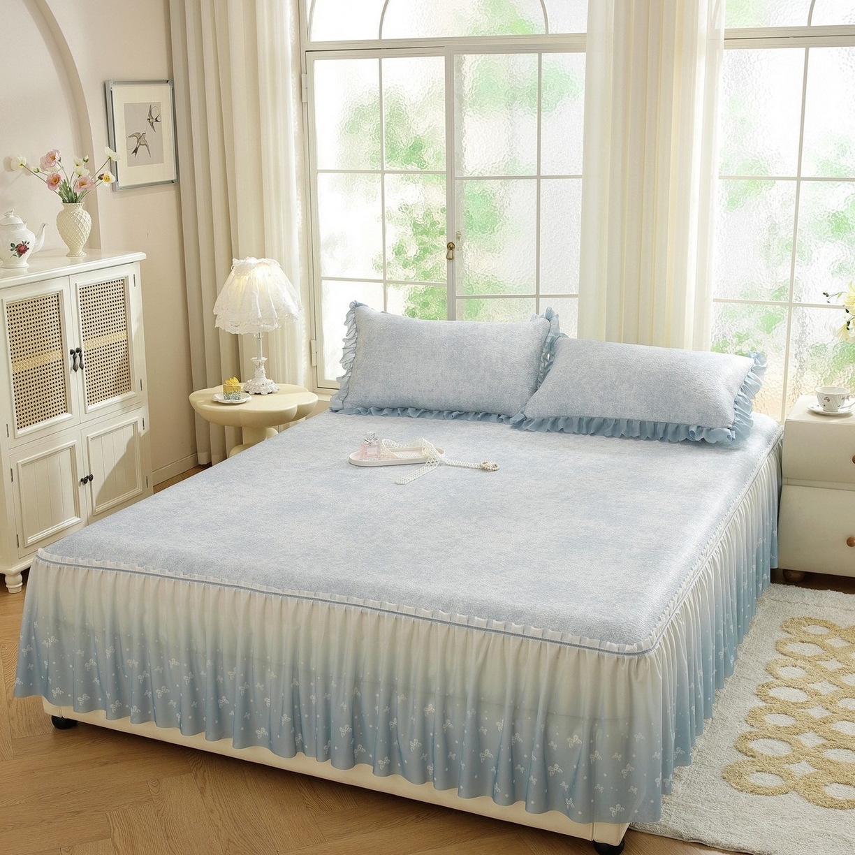 91家纺网 家纺一手货源 找家纺 （总）共鸣沙发垫 2026新款冰豆豆素雅床裙系列