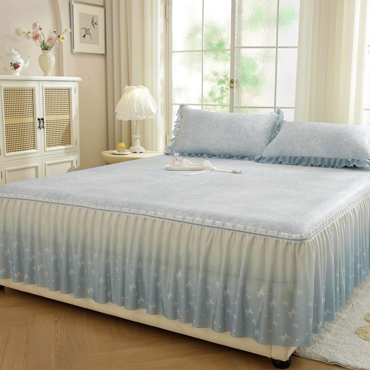 91家纺网 家纺一手货源 找家纺 （总）共鸣沙发垫 2026新款冰豆豆素雅床裙系列