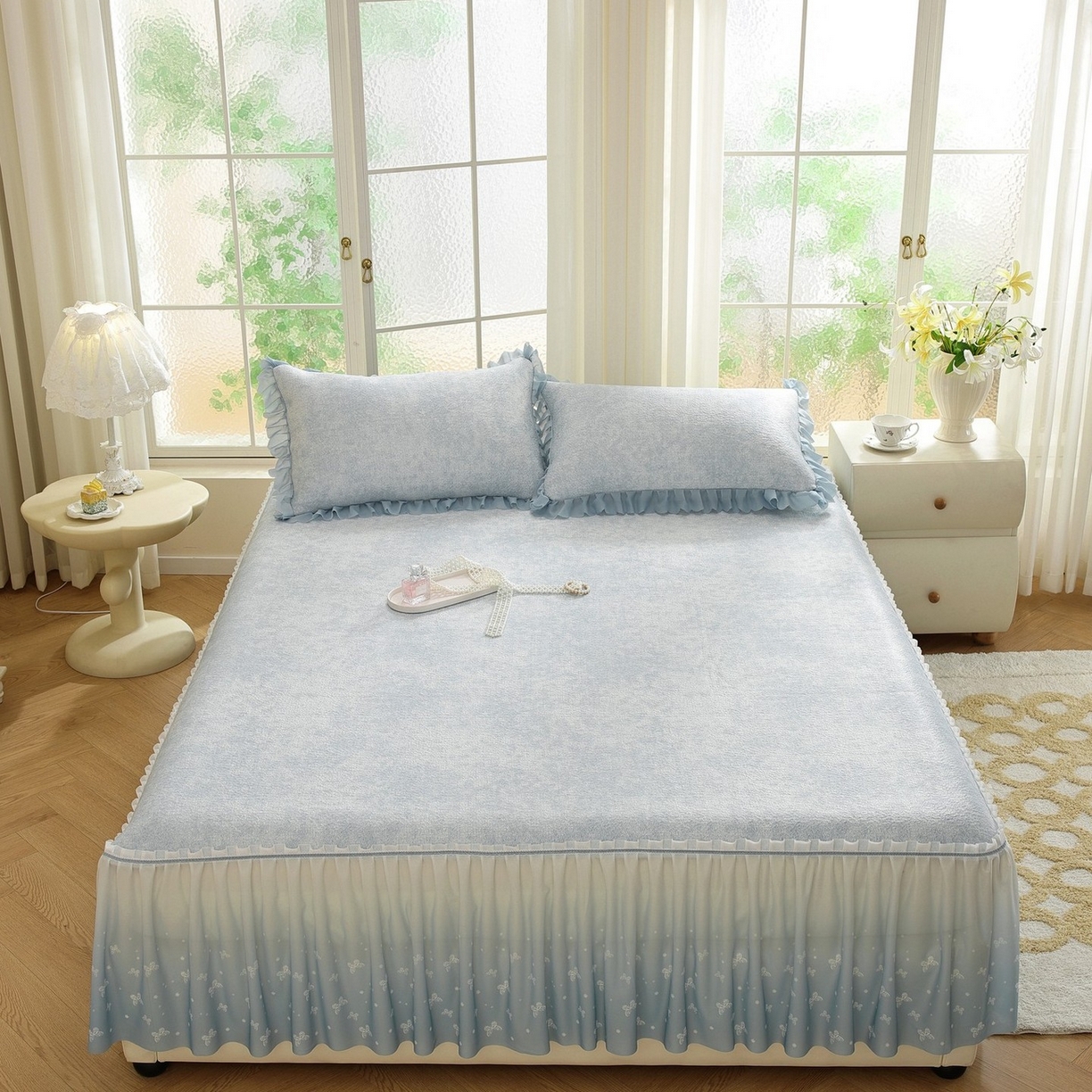 91家纺网 家纺一手货源 找家纺 （总）共鸣沙发垫 2026新款冰豆豆素雅床裙系列