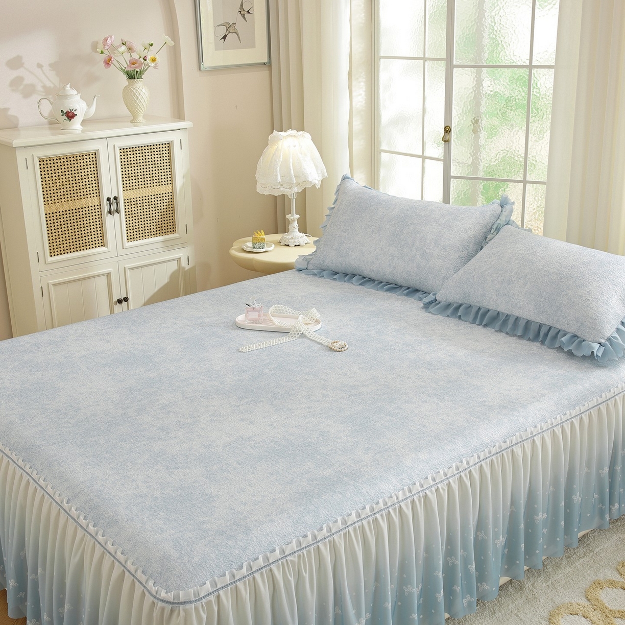 91家纺网 家纺一手货源 找家纺 （总）共鸣沙发垫 2026新款冰豆豆素雅床裙系列