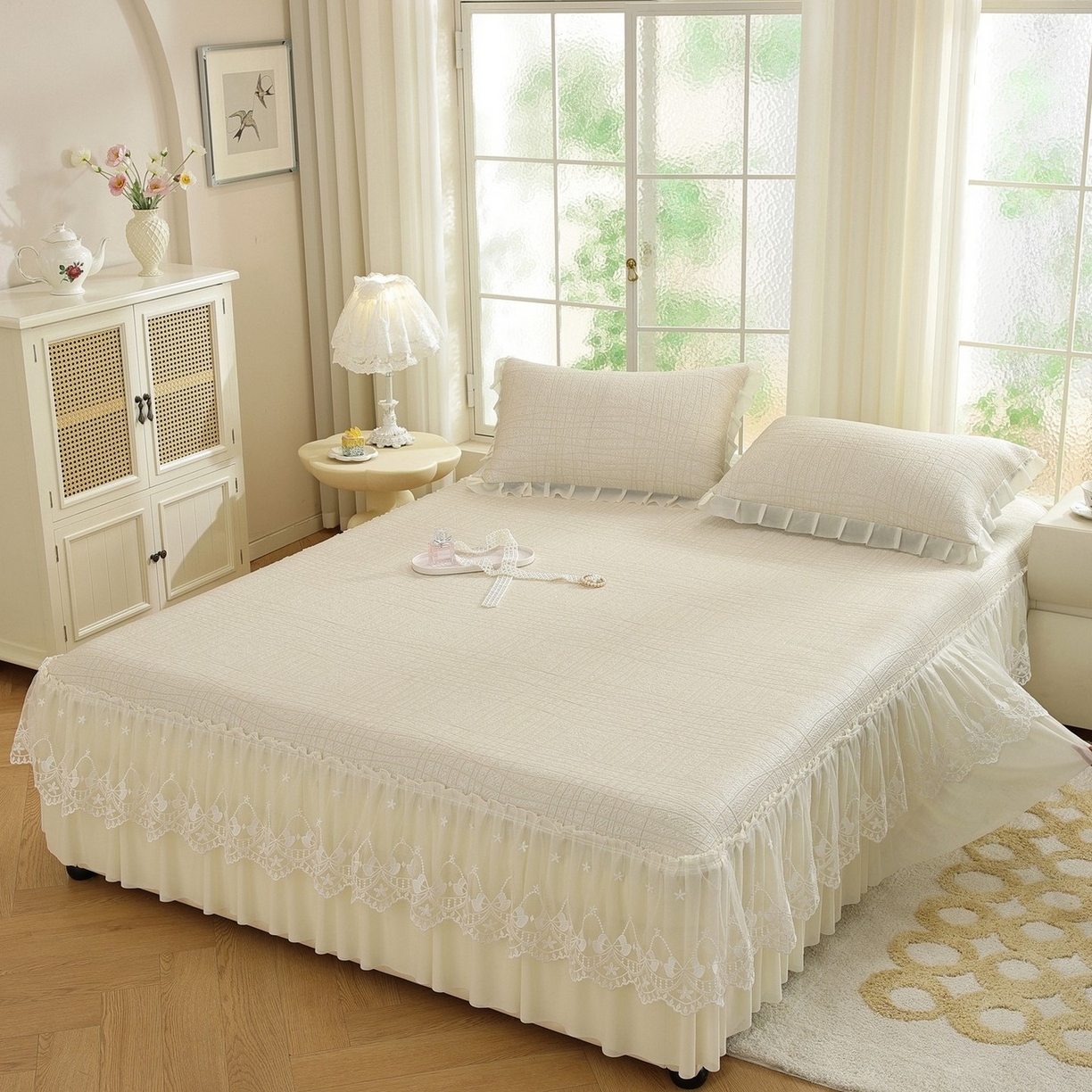 91家纺网 家纺一手货源 找家纺 （总）共鸣沙发垫 2026新款冰豆豆条纹床裙系列