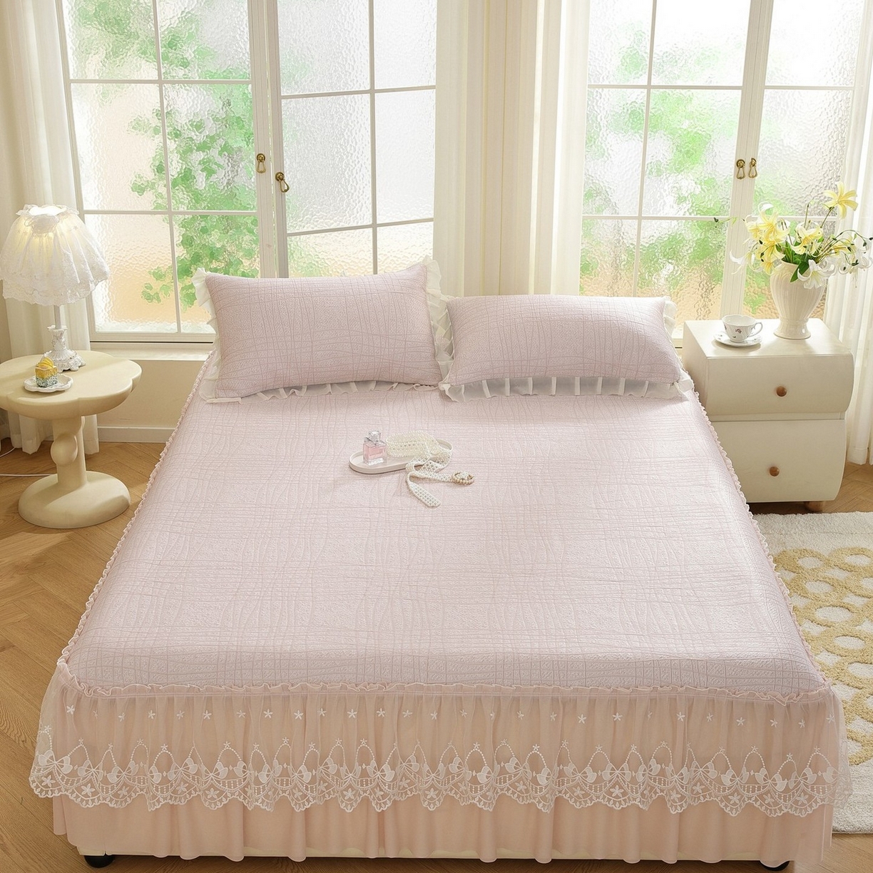 91家纺网 家纺一手货源 找家纺 （总）共鸣沙发垫 2026新款冰豆豆条纹床裙系列