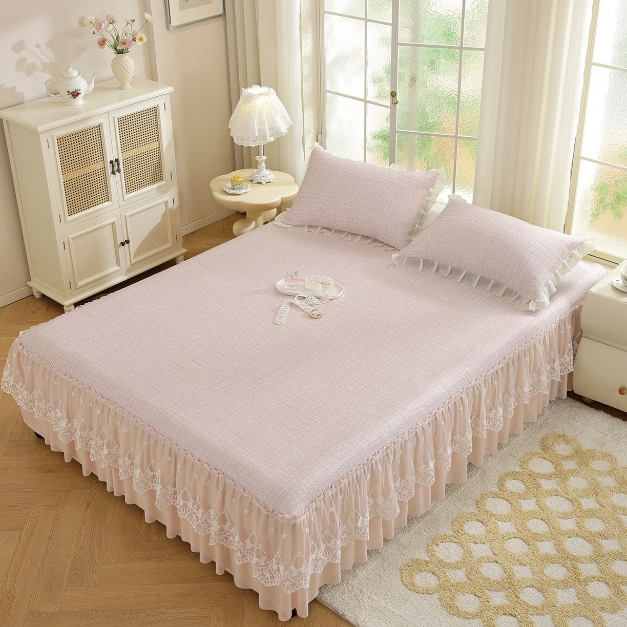 91家纺网 家纺一手货源 找家纺 （总）共鸣沙发垫 2026新款冰豆豆条纹床裙系列