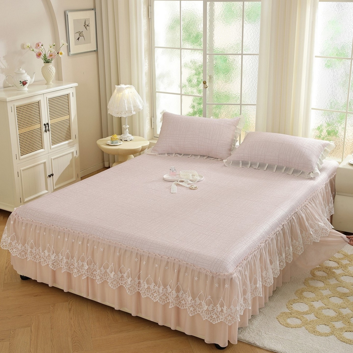 91家纺网 家纺一手货源 找家纺 （总）共鸣沙发垫 2026新款冰豆豆条纹床裙系列