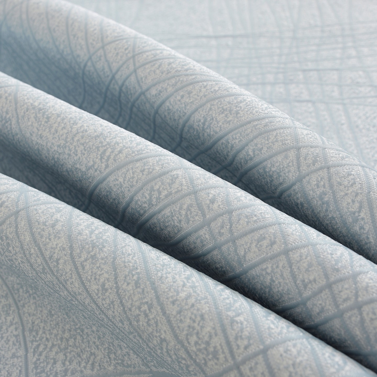 91家纺网 家纺一手货源 找家纺 共鸣沙发垫 2026新款冰豆豆条纹床裙系列 冰豆条纹蓝色