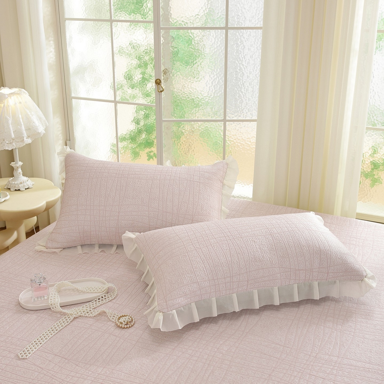 91家纺网 家纺一手货源 找家纺 （总）共鸣沙发垫 2026新款冰豆豆条纹床裙系列