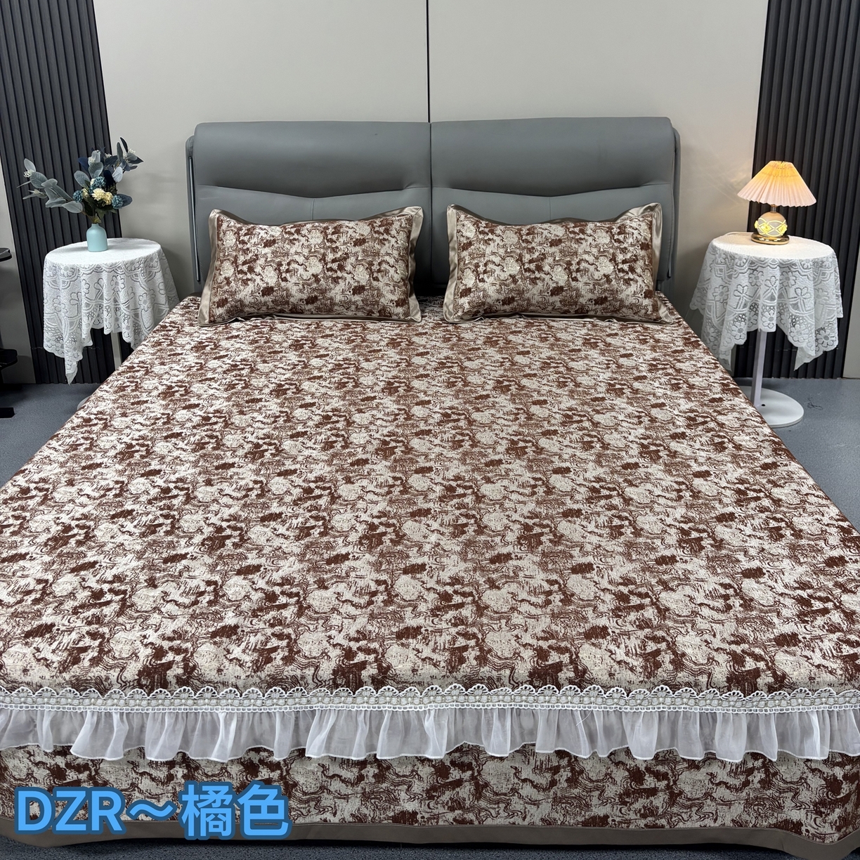 91家纺网 家纺一手货源 找家纺 （总）德之仁纺织 2026新款法式氛围感加厚防滑可机洗印花床盖三件套-鎏金流纹