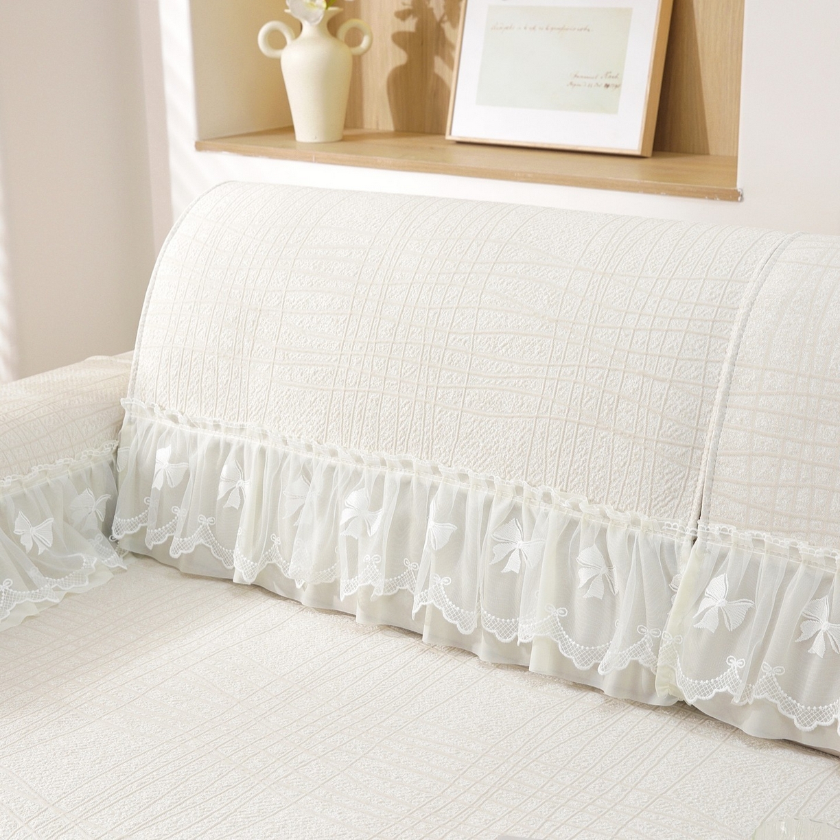 91家纺网 家纺一手货源 找家纺 共鸣沙发垫 2026新款冰豆条纹沙发垫系列 冰豆条纹米黄