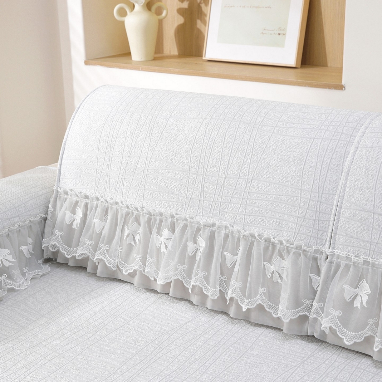 91家纺网 家纺一手货源 找家纺 共鸣沙发垫 2026新款冰豆条纹沙发垫系列 冰豆条纹灰色