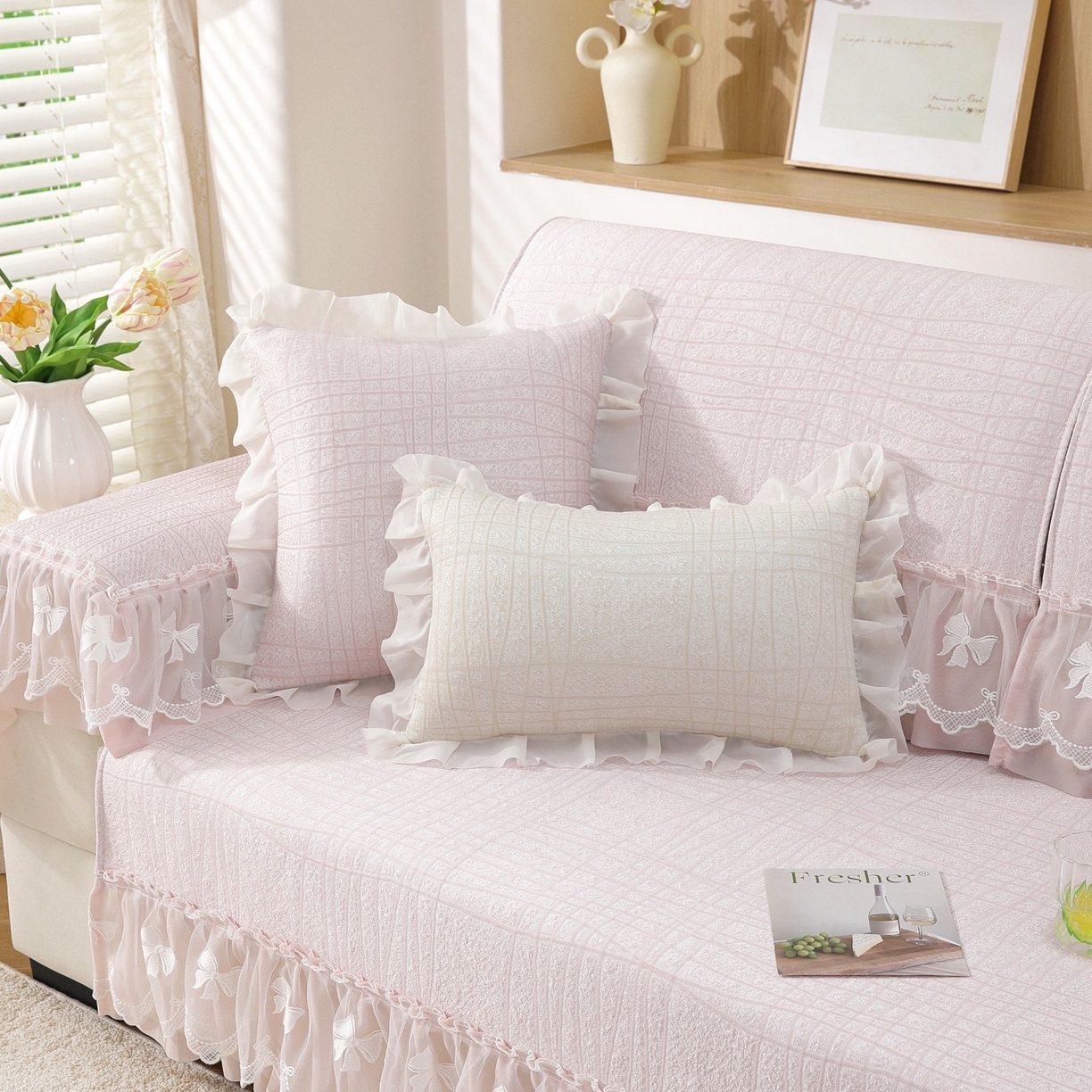 91家纺网 家纺一手货源 找家纺 （总）共鸣沙发垫 2026新款冰豆条纹沙发垫系列