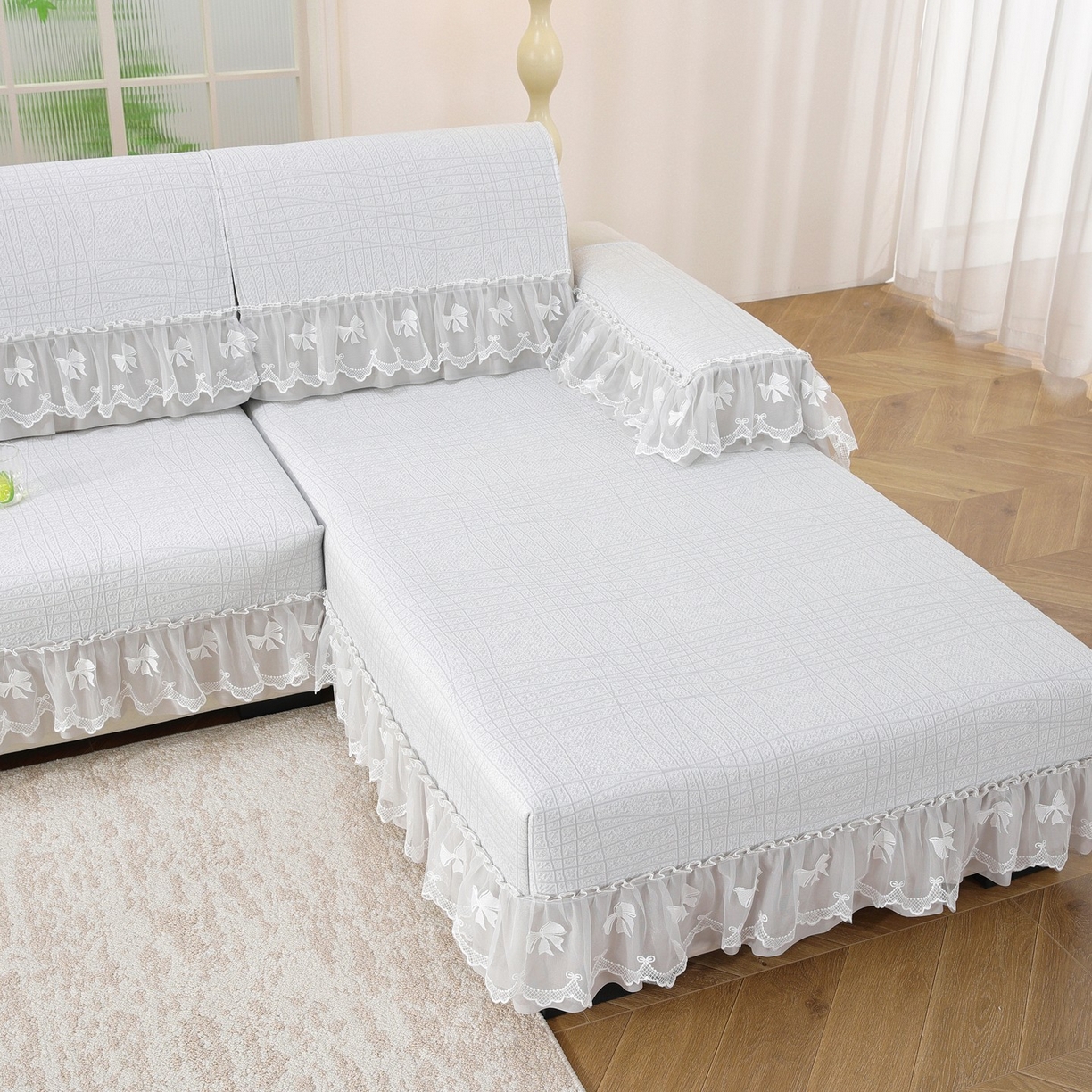 91家纺网 家纺一手货源 找家纺 共鸣沙发垫 2026新款冰豆条纹沙发垫系列 冰豆条纹灰色