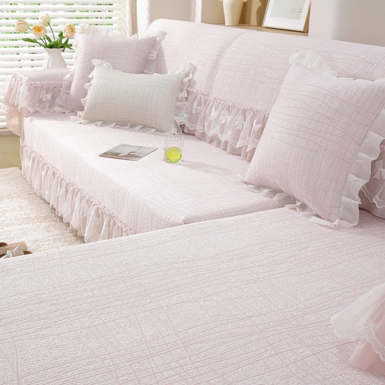 91家纺网 家纺一手货源 找家纺 （总）共鸣沙发垫 2026新款冰豆条纹沙发垫系列