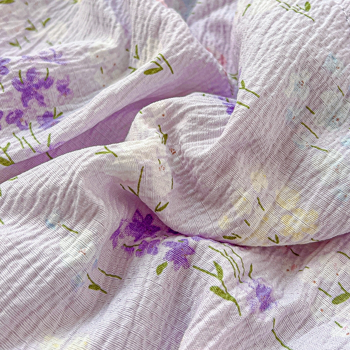 91家纺网 家纺一手货源 找家纺 一比一家纺 2026春夏新款法式大花边木棉皱皱纱夏被夏凉被空调被四件套 花束