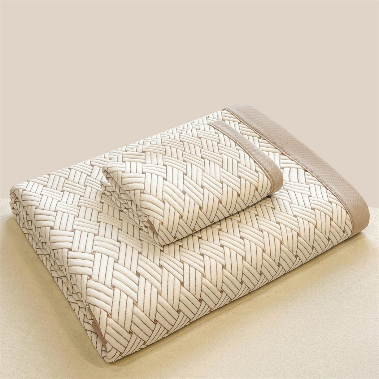 91家纺网 家纺一手货源 找家纺 （总）源舍家纺 2026新款外贸爆款饼干花韩国豆豆A类凉席可机洗床席床笠款（风格二）