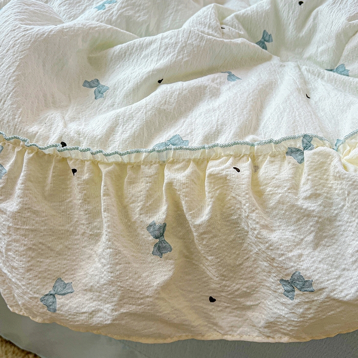 91家纺网 家纺一手货源 找家纺 一比一家纺 2026春夏新款法式大花边木棉皱皱纱夏被夏凉被空调被四件套 夏沫