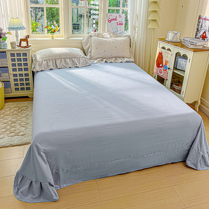 91家纺网 家纺一手货源 找家纺 一比一家纺 2026春夏新款法式大花边木棉皱皱纱夏被夏凉被空调被四件套 遇见