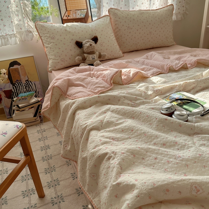 91家纺网 家纺一手货源 找家纺 （总）禾沐 2026新款三角针泡芙纱夏被四件套-实拍图