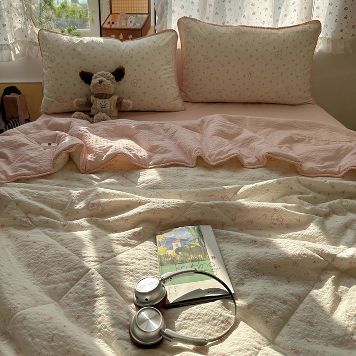 91家纺网 家纺一手货源 找家纺 （总）禾沐 2026新款三角针泡芙纱夏被四件套-实拍图