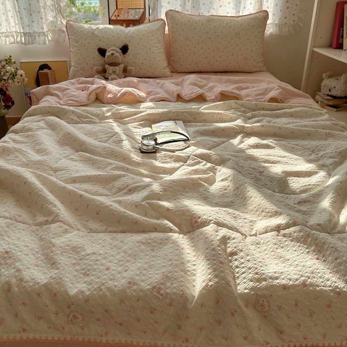 91家纺网 家纺一手货源 找家纺 （总）禾沐 2026新款三角针泡芙纱夏被四件套-实拍图