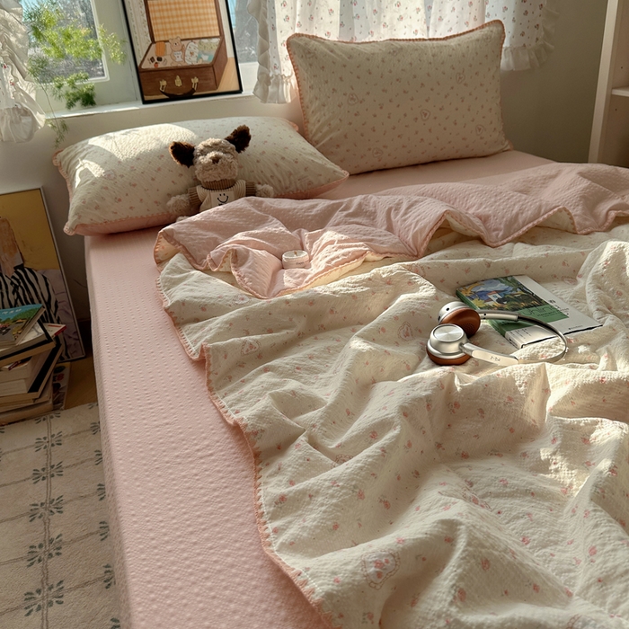 91家纺网 家纺一手货源 找家纺 （总）禾沐 2026新款三角针泡芙纱夏被四件套-实拍图