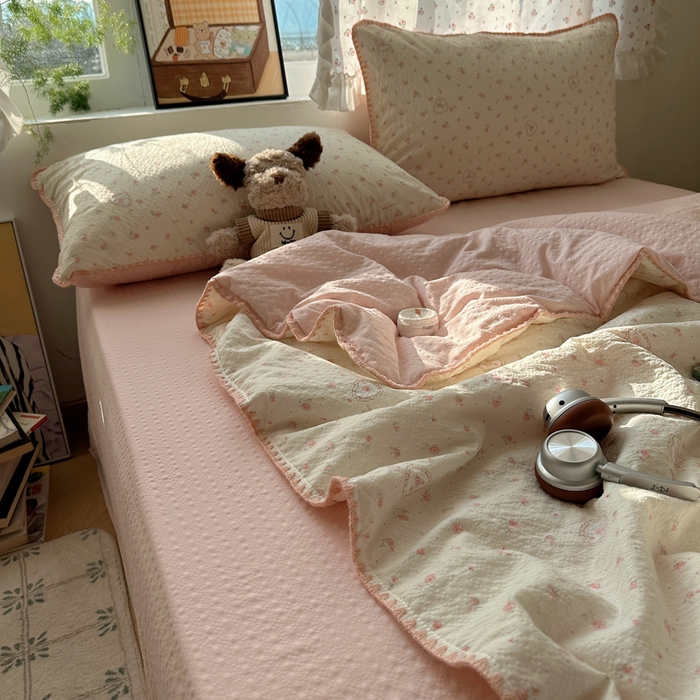 91家纺网 家纺一手货源 找家纺 （总）禾沐 2026新款三角针泡芙纱夏被四件套-实拍图