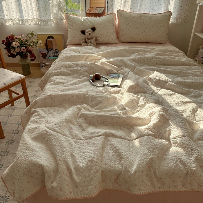 91家纺网 家纺一手货源 找家纺 （总）禾沐 2026新款三角针泡芙纱夏被四件套-实拍图