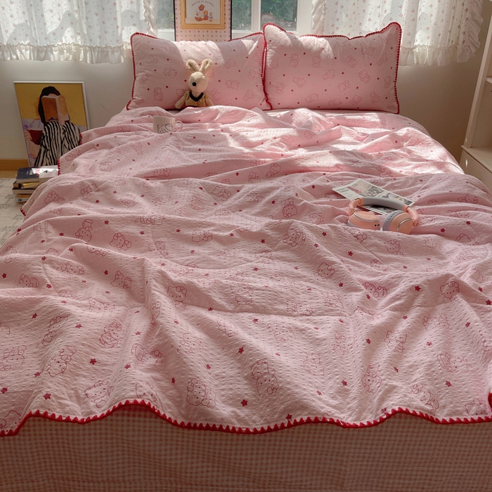 91家纺网 家纺一手货源 找家纺 （总）禾沐 2026新款三角针泡芙纱夏被四件套-实拍图