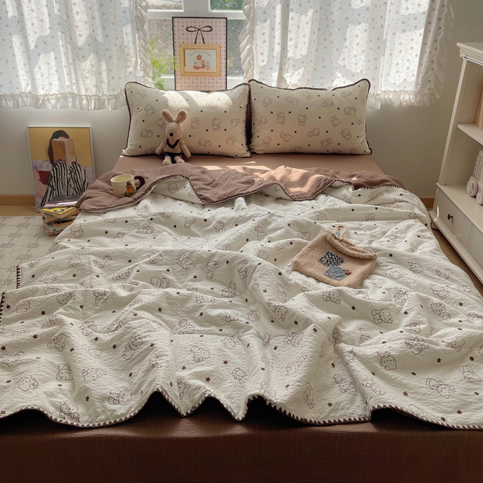 91家纺网 家纺一手货源 找家纺 （总）禾沐 2026新款三角针泡芙纱夏被四件套-实拍图