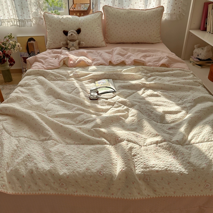 91家纺网 家纺一手货源 找家纺 （总）禾沐 2026新款三角针泡芙纱夏被四件套-实拍图