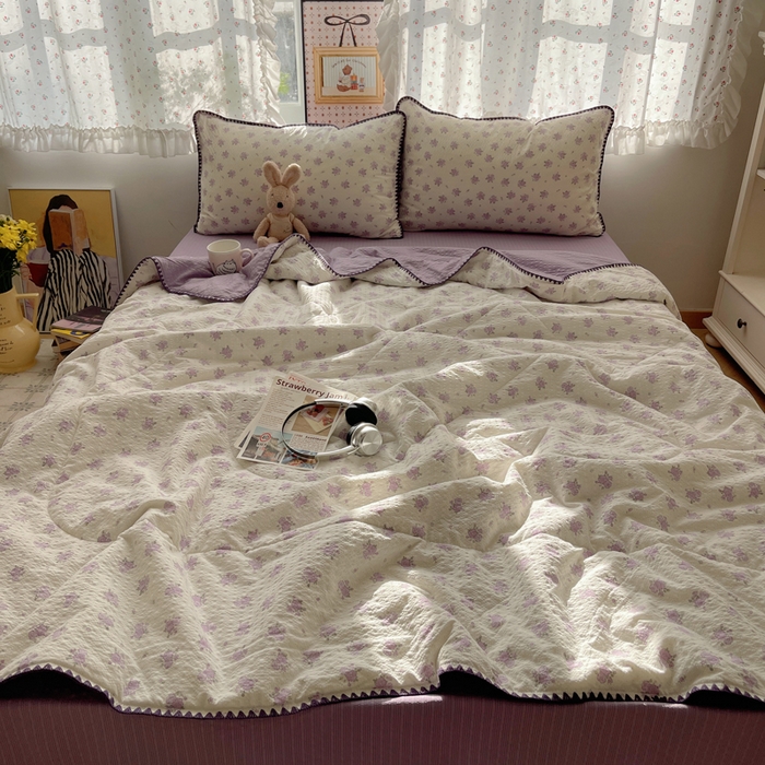 91家纺网 家纺一手货源 找家纺 （总）禾沐 2026新款三角针泡芙纱夏被四件套-实拍图