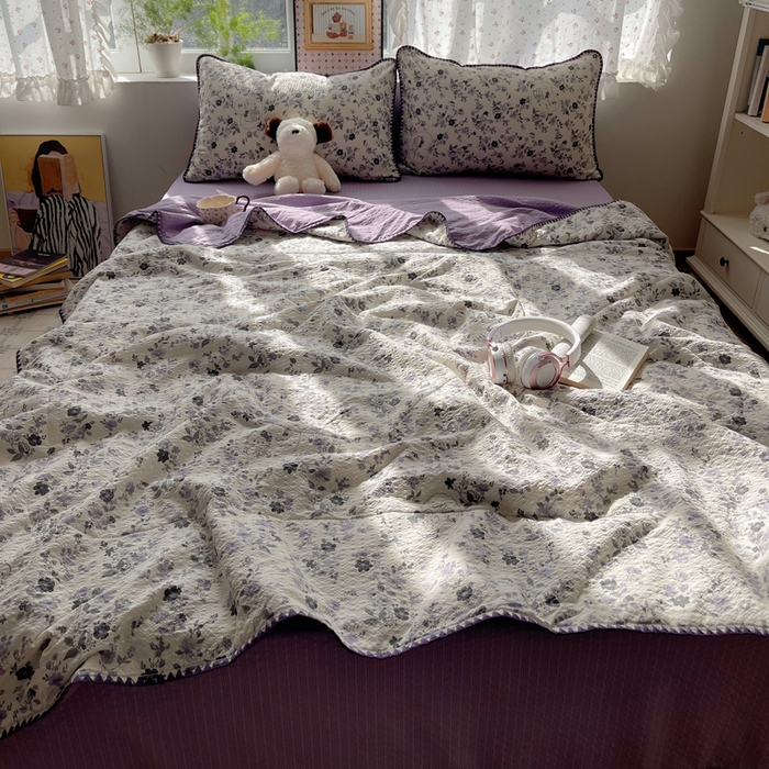 91家纺网 家纺一手货源 找家纺 （总）禾沐 2026新款三角针泡芙纱夏被四件套-实拍图