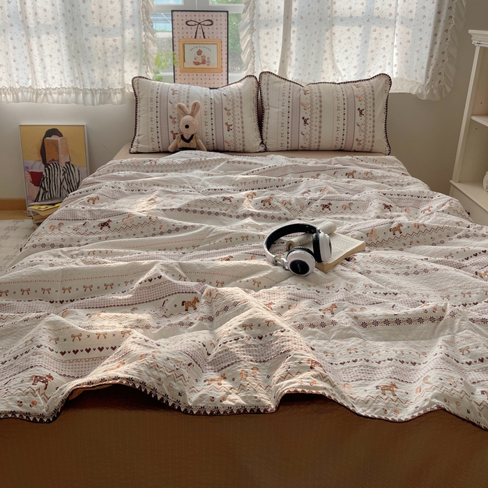 91家纺网 家纺一手货源 找家纺 （总）禾沐 2026新款三角针泡芙纱夏被四件套-实拍图