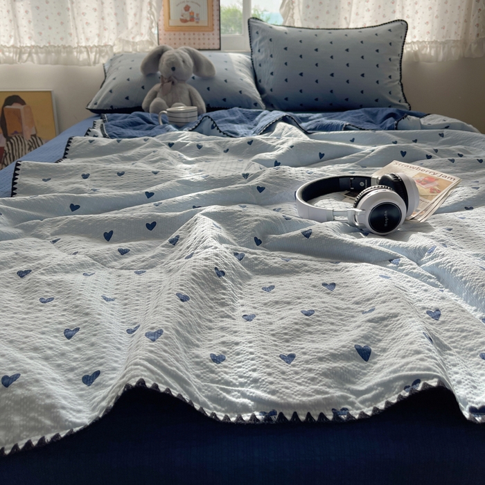 91家纺网 家纺一手货源 找家纺 （总）禾沐 2026新款三角针泡芙纱夏被四件套-实拍图