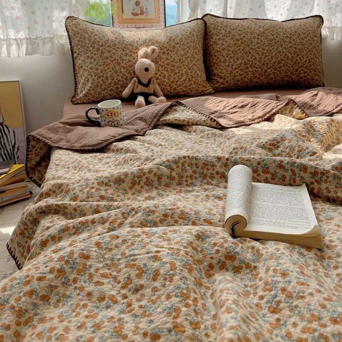 91家纺网 家纺一手货源 找家纺 禾沐 2026新款三角针泡芙纱夏被四件套-实拍图 暖橘枝